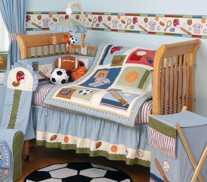 Home Run 6 Pc Crib Bedding Set Sports Baseball Kidsline  