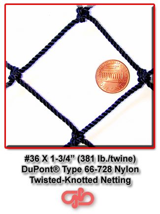 36 Nylon Hitting Impact Net, 12 X 14 Panel, WEIGHTED  