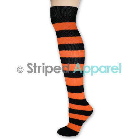 Striped Knee High Socks Ladies Stripes Dance Team School Sports Clown 