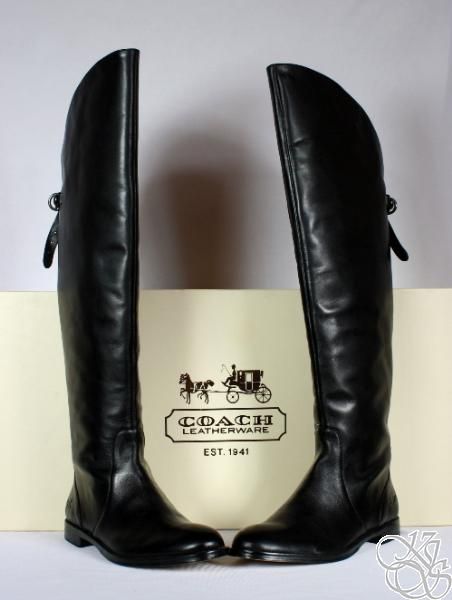 COACH Cheyenne Soft Calf Black Womens Equestrian Riding Boots New 