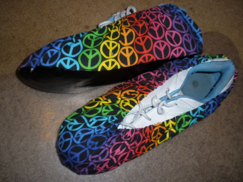 PEACE SIGN PRINT BOWLING SHOE COVERS MED, LG OR XL  