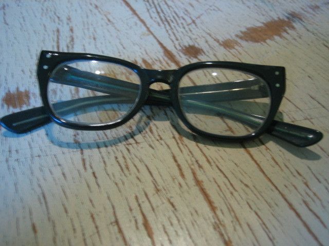 VTG 1950S 50S BUDDY HOLLY STYLE BLACK RIM EYEGLASSES  