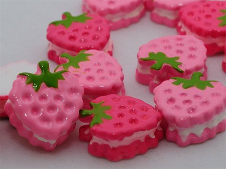 12PC Small Strawberry Cake Cabochon FLATBACK RESINS  