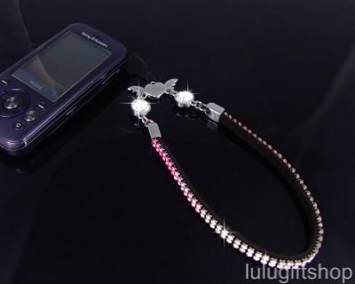 MOBILE CELL PHONE ANGEL HEART STRAP w SWAROVSKI CRYSTAL  