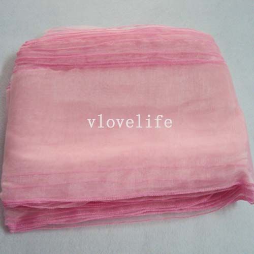 50PCS New Pink Organza Chair Sashes Bow Cover Banquet  