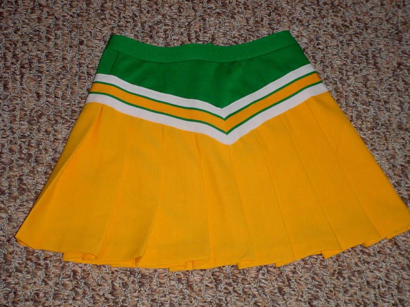 CHEERLEADING SKIRT GOLD/GREEN/WH DROP PLEATS 21 22W SZ2  