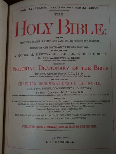 ANTIQUE HOLY BIBLE CLASP UNMARKED WOOD PLATES KING JAMES 1883 LEATHER 