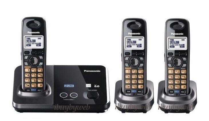 Panasonic DECT 6.0 KX TG9322T 2 Line 3 Cordless Phones  