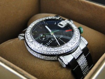 NEW CUSTOM MENS DIAMOND GUCCI YA101331 WATCH 9 CT SIDES AND BAND 