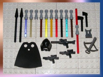 Lego Star Wars Figure Lightsabers, blasters, Cape, Hood  