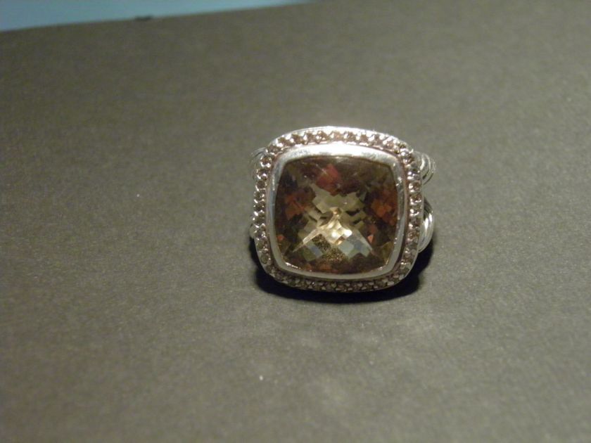 David Yurman 14MM Champagne Citrine & Diamonds Ring  