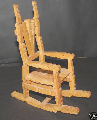 Miniature rocking chair made from clothes pins UNIQUE  