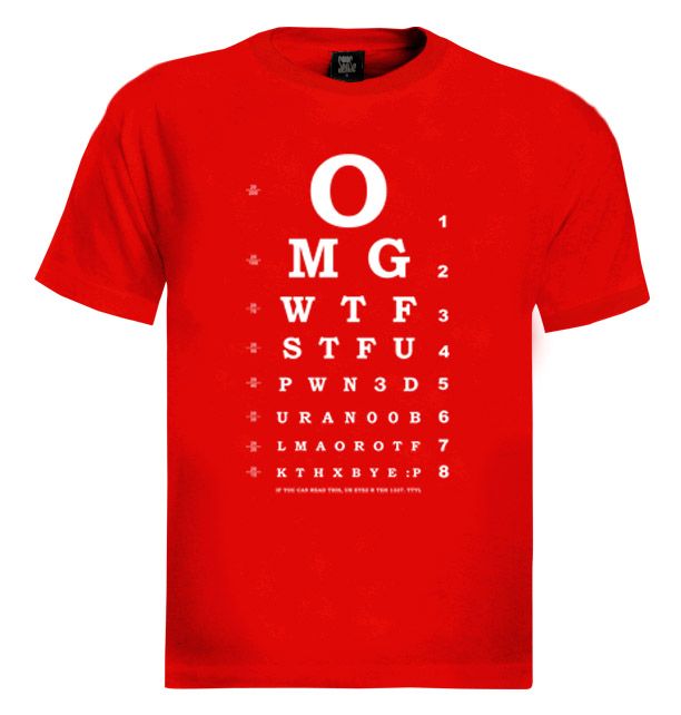 Eye Vision Exam Chart T Shirt Geek gamer nerd hacker  