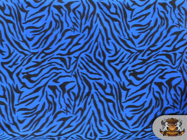 POLAR FLEECE FABRIC PRINTED *Blue Zebra* PRINT BY THE YARD  