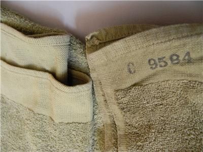 ORIGINAL WORLD WAR 2 US ARMY FOOTLOCKER ITEMS 2 OD BATH TOWELS  