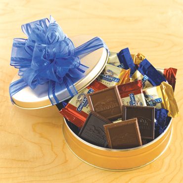 GOURMET CORPOATE GIFT BASKETS GHIRARDELLI CHOCOLATE, GIFT TIN  