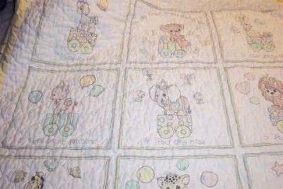 VINTAGE PRECIOUS MOMENTS COUNTING QUILTS    PERSONALIZE BABY CRIB 