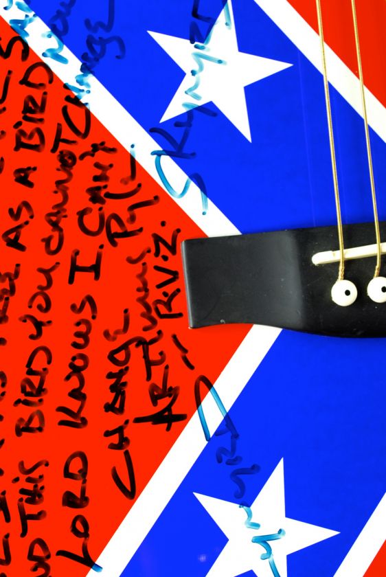   Skynyrd Signed Confederate Flag Guitar w/ Lyrics Thumbnail Image