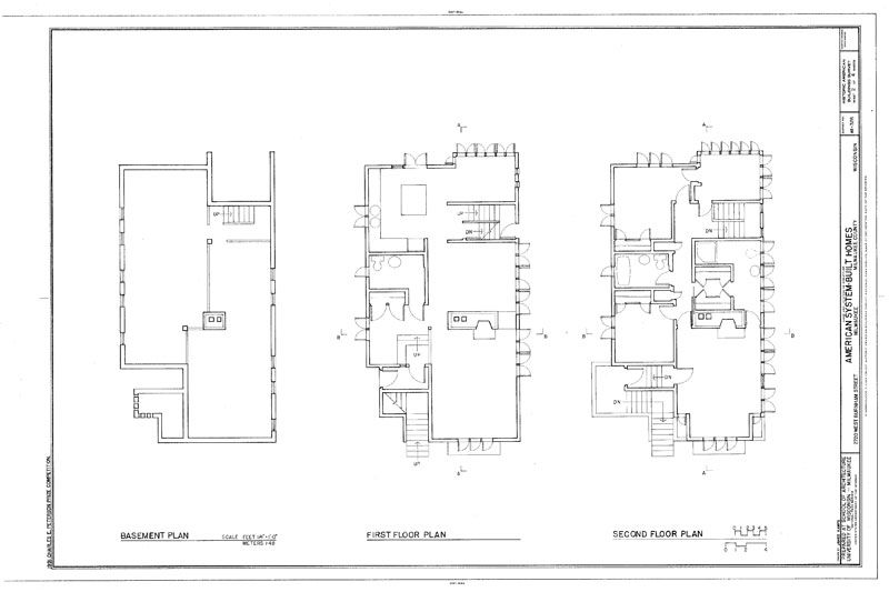 Wright, Prairie School, house plans, narrow lot  