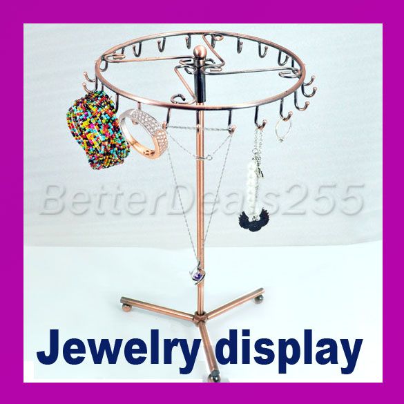 Jewelry Organizer Display Stand 23 Hooks Necklace Bracelet Copper 