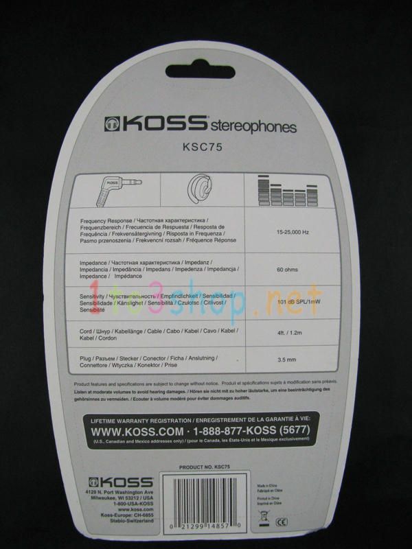 M32 Brand New Koss KSC 75 KSC75 Clip on Light Weight Stereo Sport 