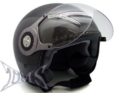 CARBON FIBER MOTORCYCLE OPEN FACE JET PILOT HELMET ~XL  