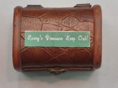   LEATHER SKIN 4 INCH WOODEN TREASURE CHEST WITH CUSTOMIZED NAME PLATE