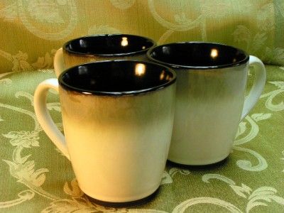 Nova Black by Sango LOT 3 MUGS CUPS stoneware heavy  