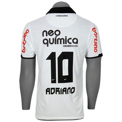 CORINTHIANS NIKE 2011 WHITE N°10 ADRIANO   JERSEY SHIRT  