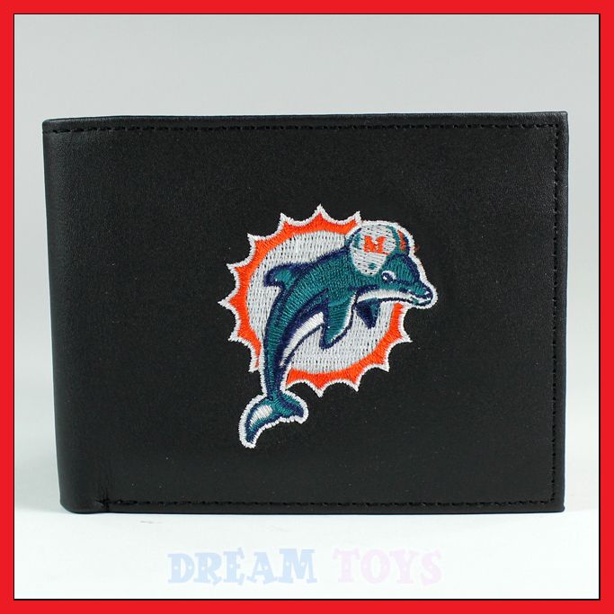 NFL Miami Dolphins Mens Embroidered BillFold Leather Wallet 