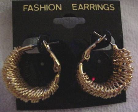 Fashion Golden Wire Wrapped Hoops Pierced Earrings New  