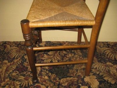 Ethan Allen Antiqued Old Tavern Pine Ladderback Caned Side Chair 