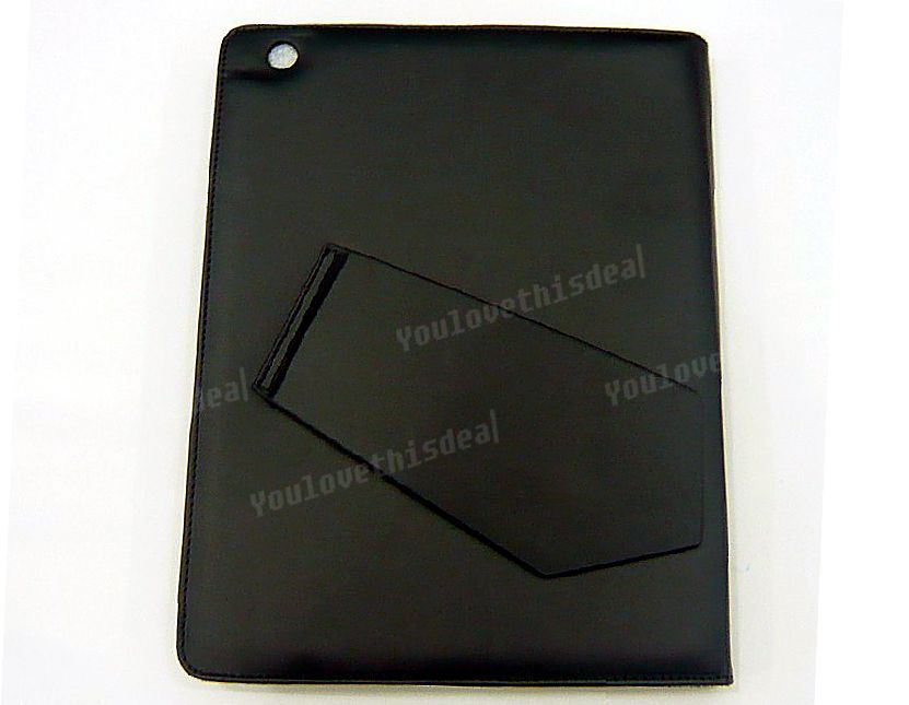 Leather Case folio w/stand for iPad 2 ipad2 Black  