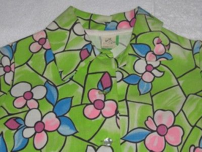   VTG RETRO 70s HIPPIE DISCO GIRL FLOWER POWER SUIT TOP & PANTS Sz 6 NOS