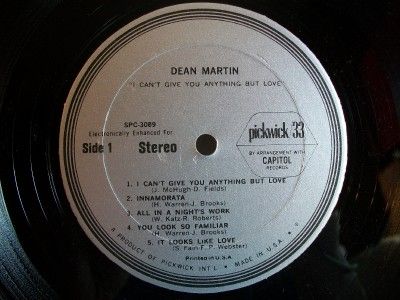 Up for sale is vinyl album Dean Martins I Cant Give You Anything But 