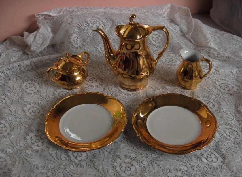 RW Rudolph Wachter China Gold Coffee Tea Set Bavaria  