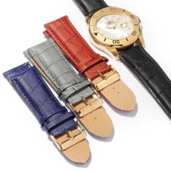   Interchangeable Leather Bands MOP Swiss 50mm Dial Date Men Watch Sets