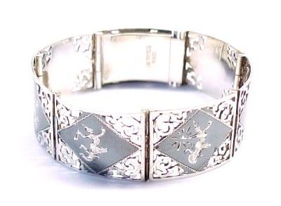   Sterling Silver Fashion Link Bracelet; SIAM ~ 6 3/4 x 3/4  