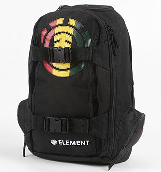 Element Backpack Mohave Rasta 2 Skate School Bag Black NEW  