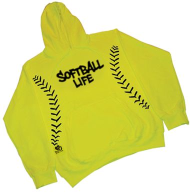 Sweatshirt w/ hoodie, Softball Life logo, Yellow  