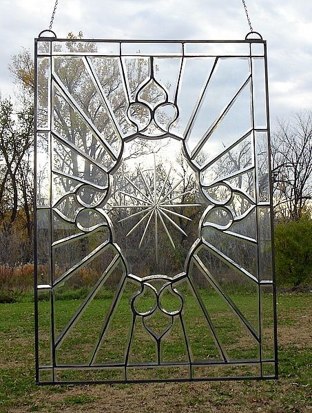 VICTORIAN BEVELED STARBURST Stained Glass Window WT 9  