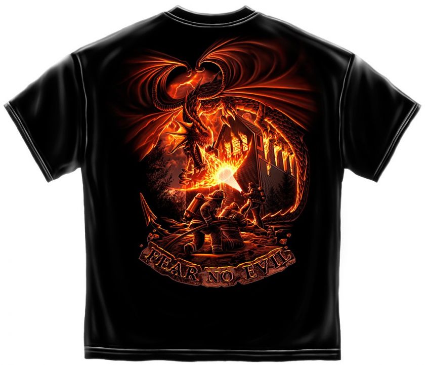 Firefighter Fireman Fear No Evil Fire Dragon Public Service T Shirt 