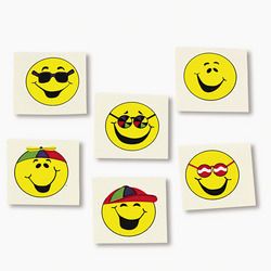 72 Goofy SMILEY FACE TATTOOS bulk wholesale FREE SHIP  