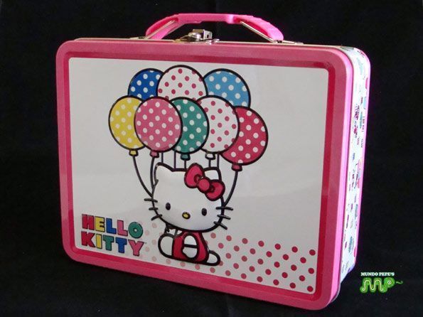 Hello Kitty Ballons Embossed Figurine Tin Lunch Box New  