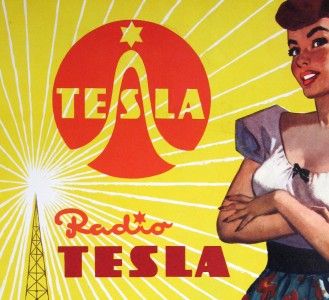 radio tesla original vintage lithograph advertisement