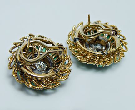 18K 14K Gold Turquoise Diamond Vintage Ring Earring Set Estate Jewelry 