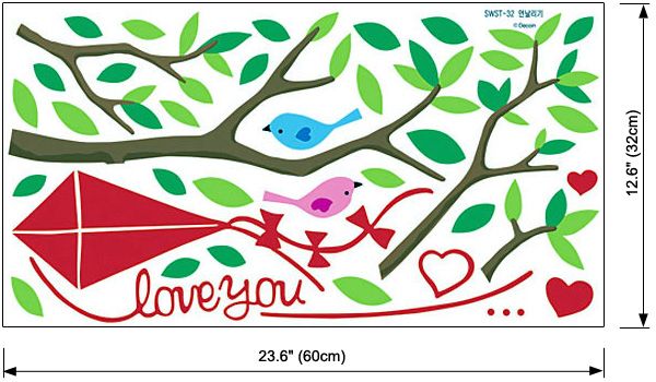 Kite Tree Birds Wall Stickers Home Decor Vinyl Decals  