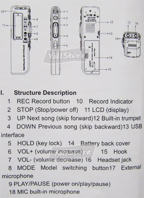 PRO 2GB USB Digital Activated Voice Recorder  player  