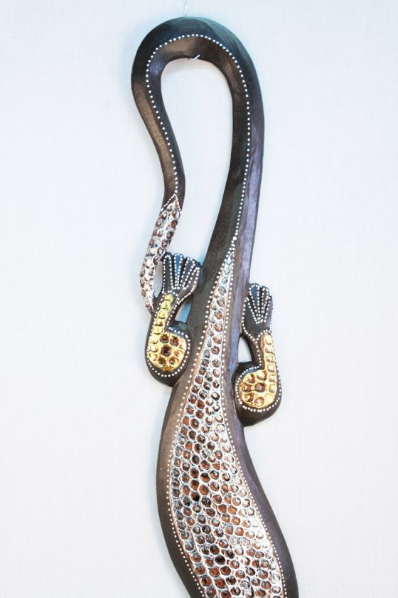 Tribal Silver Gecko 38 relief Wall Decor Carved Art  