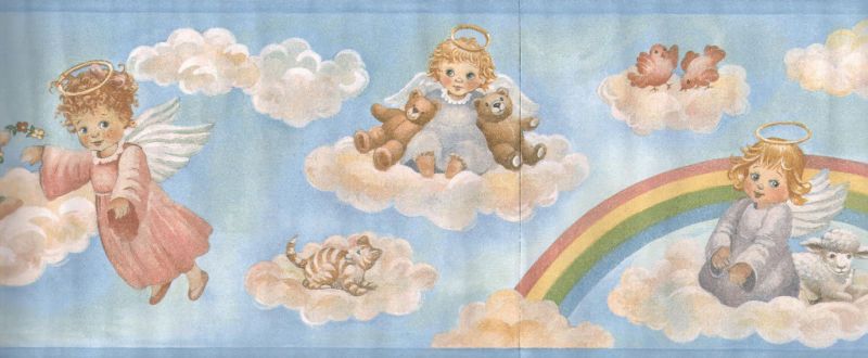 BABY ANGELS ON CLOUDS WALLPAPER BORDER  